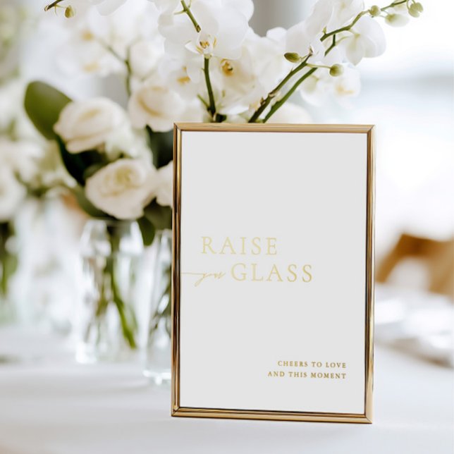 Invitation En Aluminium Panneau minimaliste de la barre Mariage blanche et (Minimalist White & Gold Wedding Bar Sign Foil)