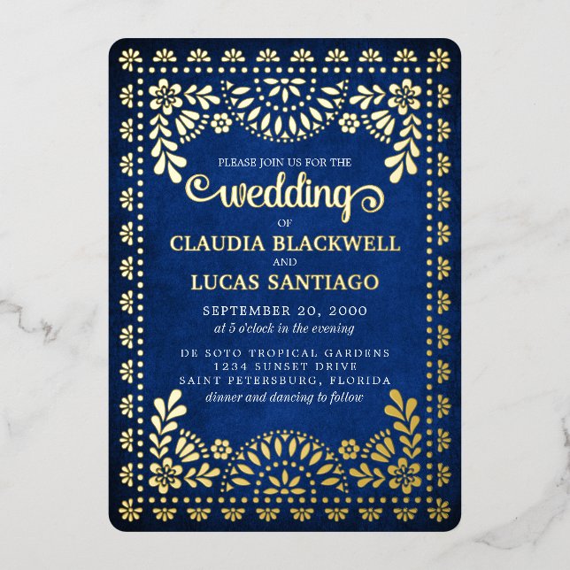 Invitation En Aluminium Papel Picado Mariage (Recto)