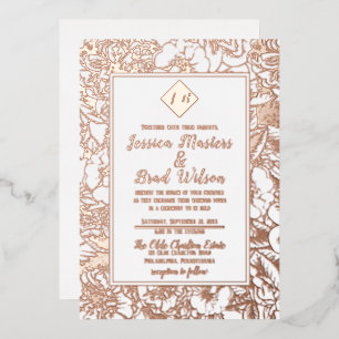 Invitation En Aluminium Papier à Lettres Vintage Monogram   Fleurs de Mari