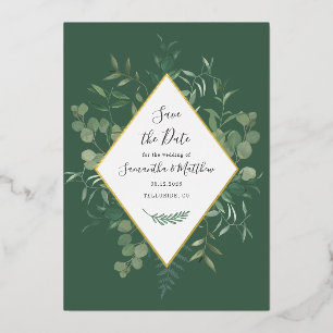 Invitation En Aluminium Papier à motif d'eucalyptus aquarelle avec feuille