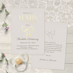 Invitation En Aluminium Papier Aluminium Fête Bébé Élégant Crème Chaude Pr