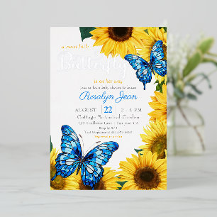 Invitation En Aluminium Papillon de tournesol rustique Cobalt bleu jaune
