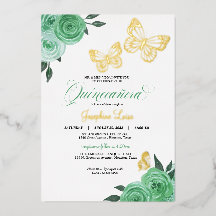 Papillon Menthe Roses Vertes Quinceanera Réel