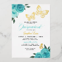 Papillon Roses Turquoise Quinceanera Réelles
