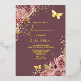 Invitation En Aluminium Papillon Sophia enchanté Quinceanera Golden