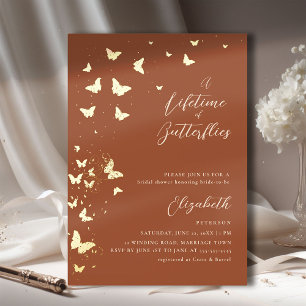 Invitation En Aluminium Papillons de vie Terracotta Fête des mariées d'or