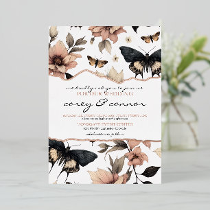 Invitation En Aluminium Papillons floraux doux