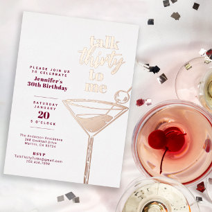 Invitation En Aluminium Parlez Trente pour moi Pink Gold 30e fête d'annive