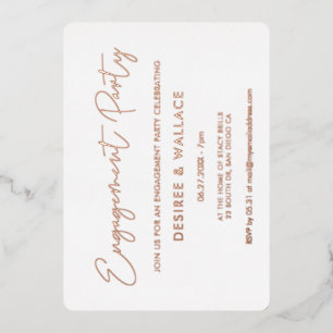 Invitation En Aluminium Parti d'engagement minimaliste moderne