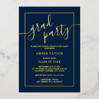 Invitation En Aluminium Parti d'or de la Marine moderne