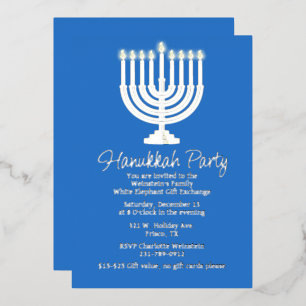 Invitation En Aluminium Parti Hanoukka Menorah
