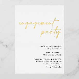 Invitation En Aluminium Partie d'engagement de Foil de script simple moder