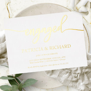 Invitation En Aluminium Partie d'engagement de script simple et chic