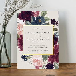 Invitation En Aluminium Partie d'engagement en fleur de prune