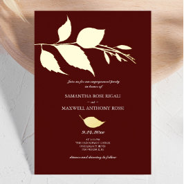 Invitation En Aluminium Partie d'engagement minimaliste Elegant Maroon