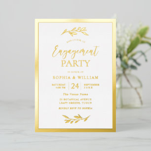 Invitation En Aluminium Partie d'engagement moderne Gold Leaf Élégant