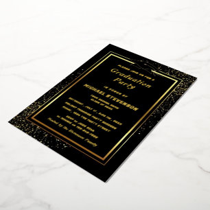 Invitation En Aluminium Parties scintillant Gold Foil Black Graduation Inv