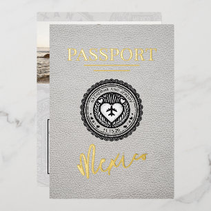 Invitation En Aluminium Passeport Mariage Blanc Mexique