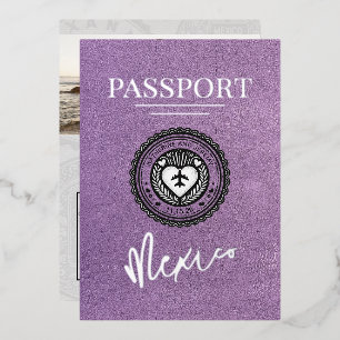 Invitation En Aluminium Passeport mariage Lavande Mexique