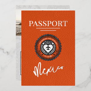 Invitation En Aluminium Passeport Mariage Orange Mexique