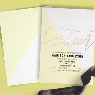 Invitation En Aluminium Pastel Jaune Couleur Bloc Doux 16 Anniversaire Fêt