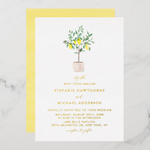 Invitation En Aluminium Pastel Watercolor Lemon Tree Mariage d'été