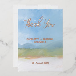 Invitation En Aluminium Paysage peint ciel bleu Merci Mariage