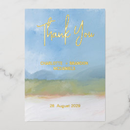 Invitation En Aluminium Paysage peint ciel bleu Merci Mariage