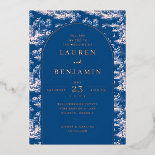 Invitation En Aluminium Paysage Vintage Navy Sophistiqué