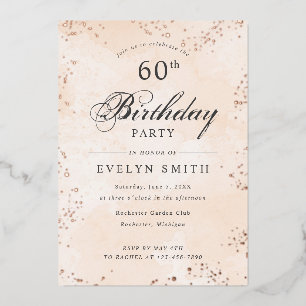 Invitation En Aluminium Peach apricot 60e anniversaire rose or
