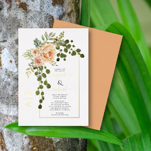 Invitation En Aluminium Pêcher fleurs et arche mariage or réel Foil