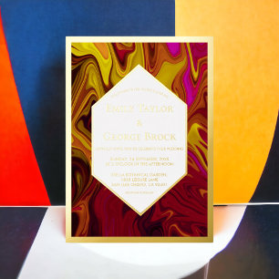 Invitation En Aluminium Peinture abstraite élégante Art fin Mariage Or