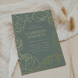 Invitation En Aluminium Peony Garden Dusty Sage Green Fête des mariées Flo