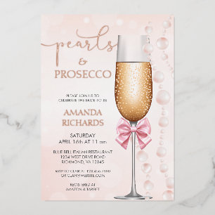 Invitation En Aluminium Perles élégantes et Fête des mariées de poursuites