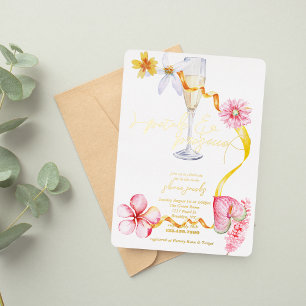 Invitation En Aluminium Perles, Pétales + Prosecco Fête de Mariage de Pé