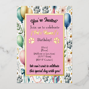 Invitation En Aluminium Personnalisable Animaux de compagnie Anniversaire 