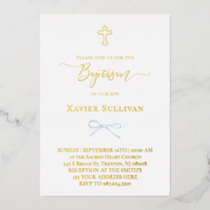 Invitation En Aluminium petit arc bleu Baptême