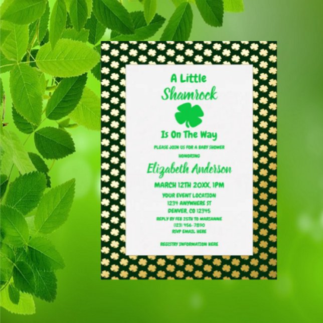 Invitation En Aluminium Petit Baby shower de la Saint Patrick Shamrock (Créateur téléchargé)