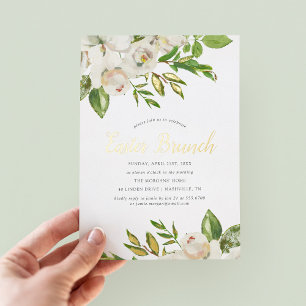 Invitation En Aluminium Petit déjeuner de Pâques Gilded Blooms