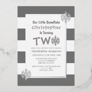 Invitation En Aluminium Petit flocon de neige 2e anniversaire