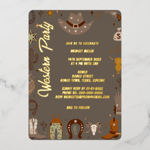 Invitation En Aluminium petit genre neutre western BBQ party