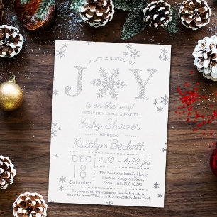 Invitation En Aluminium Petit Paquet De Joie Noël Baby Shower Réel