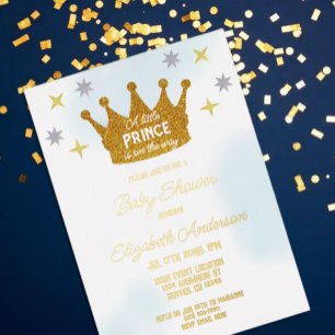 Invitation En Aluminium Petit Prince Garçon Baby Shower