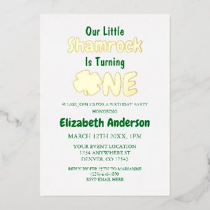 Invitation En Aluminium Petit Shamrock 1er anniversaire