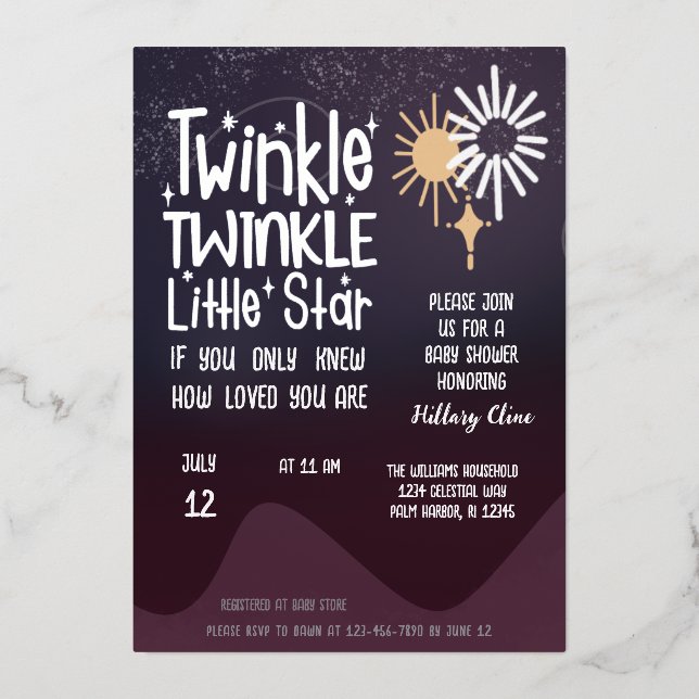 Invitation En Aluminium Petit Star mignon Genre Neutre Whimsical (Recto)