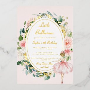 Invitation En Aluminium Petite Ballerine Dorée Fête d'anniversaire Enfants