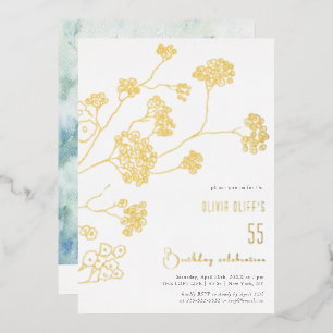 Invitation En Aluminium Petites Fleurs Blanches Anniversaire Tout Âge