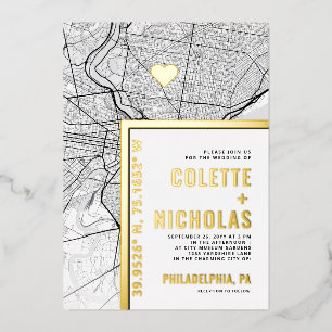 Invitation En Aluminium Philadelphie Love Locator Mariage sur le thème d