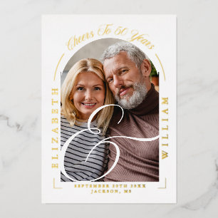 Invitation En Aluminium Photo Arch Calligraphie 50e anniversaire de Mariag
