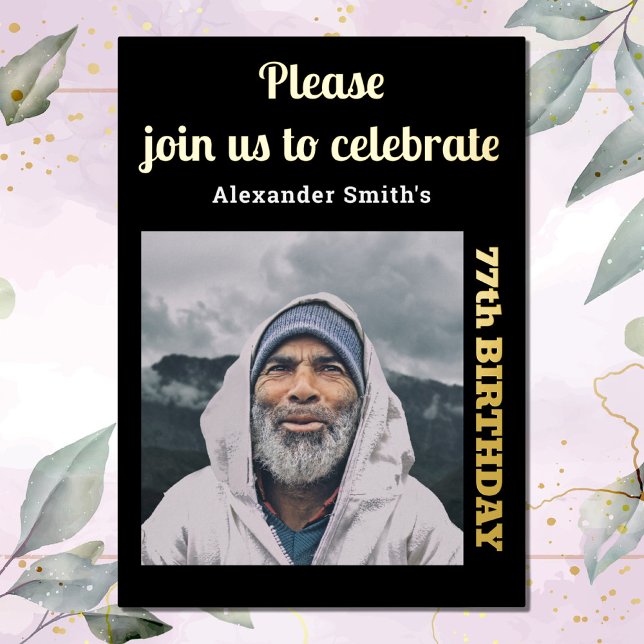 Invitation En Aluminium Photo Chaque année Anniversaire Black Gold (Créateur téléchargé)